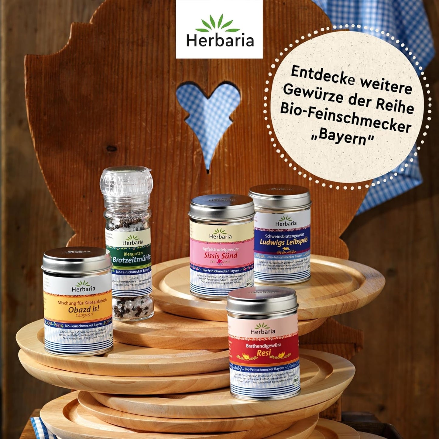 Herbaria Obazd är! bio 90g M-Dose – Bio-Gewürzmischung bayerischen Biergartenklassiker Obazda – för Brotaufstriche, Käsegerichte, Käsefondue – Raclette Gewürz - i nachhaltiger Aromaschutz-Dose