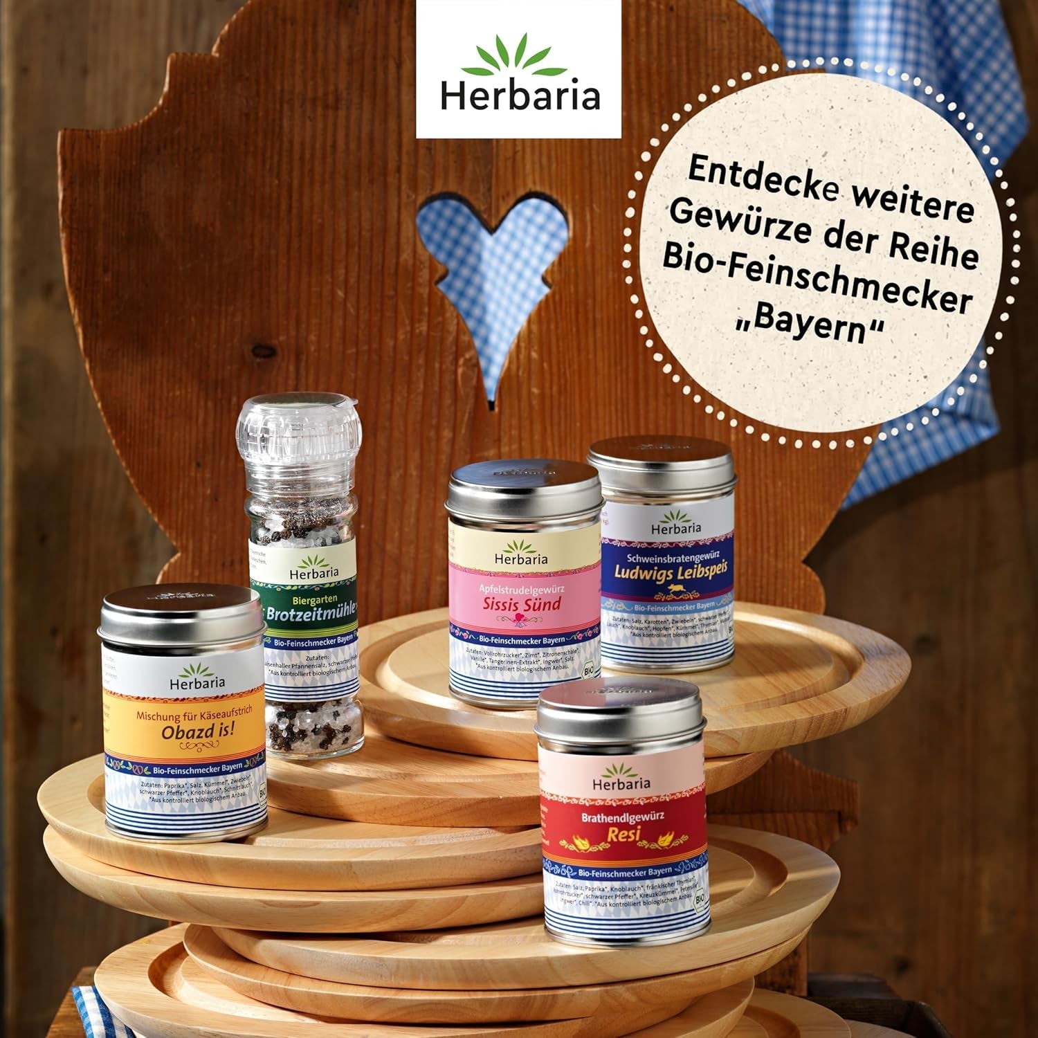 Herbaria Obazd är! bio 90g M-Dose – Bio-Gewürzmischung bayerischen Biergartenklassiker Obazda – för Brotaufstriche, Käsegerichte, Käsefondue – Raclette Gewürz - i nachhaltiger Aromaschutz-Dose