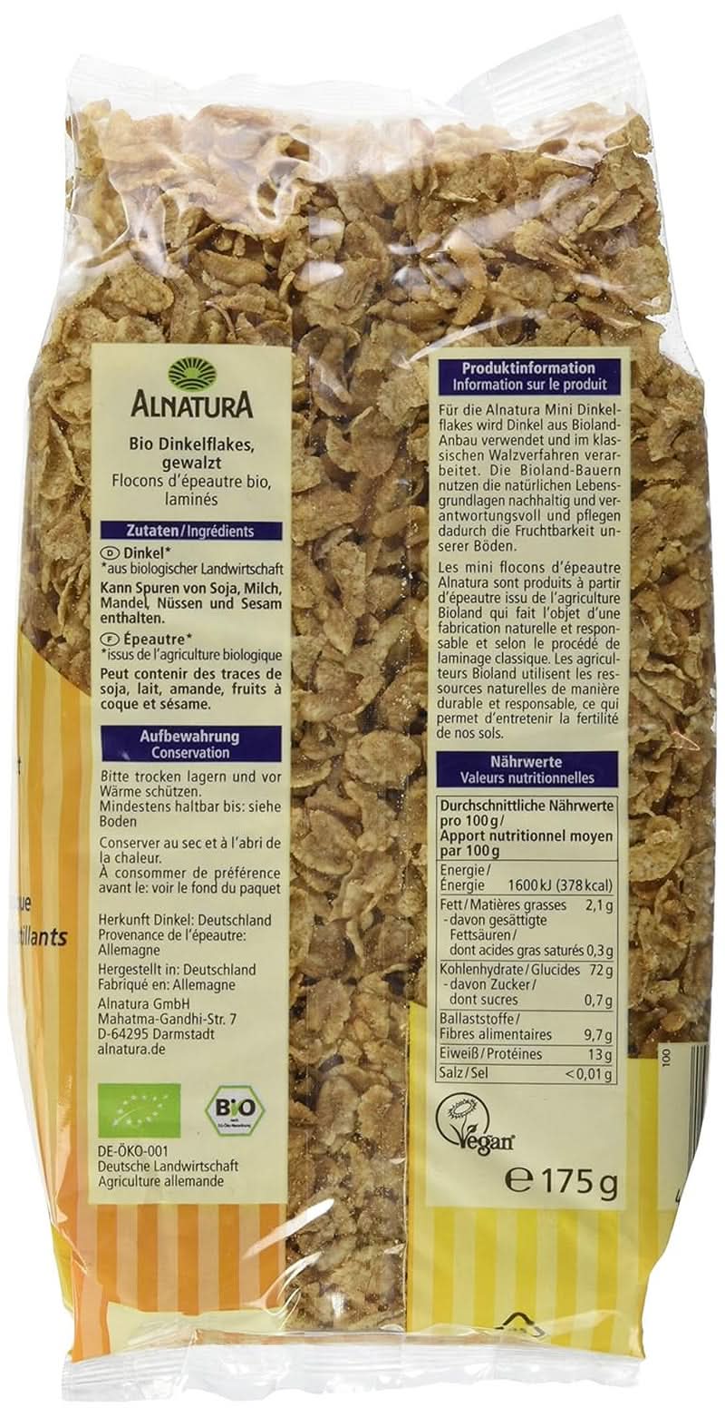 Minispeltflingor - Ekologisk kvalitet - Osötad, krispigt - Frukost, 175 gram Spannmål Naty Shop