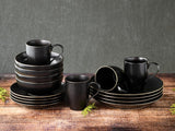 CreaTable, 22699, Industrial Gold BLACK Series, 16-delat servisset för 4, Porslin Combo Service, Diskmaskin och Mikrovågssäker, Kvalitetstillverkning