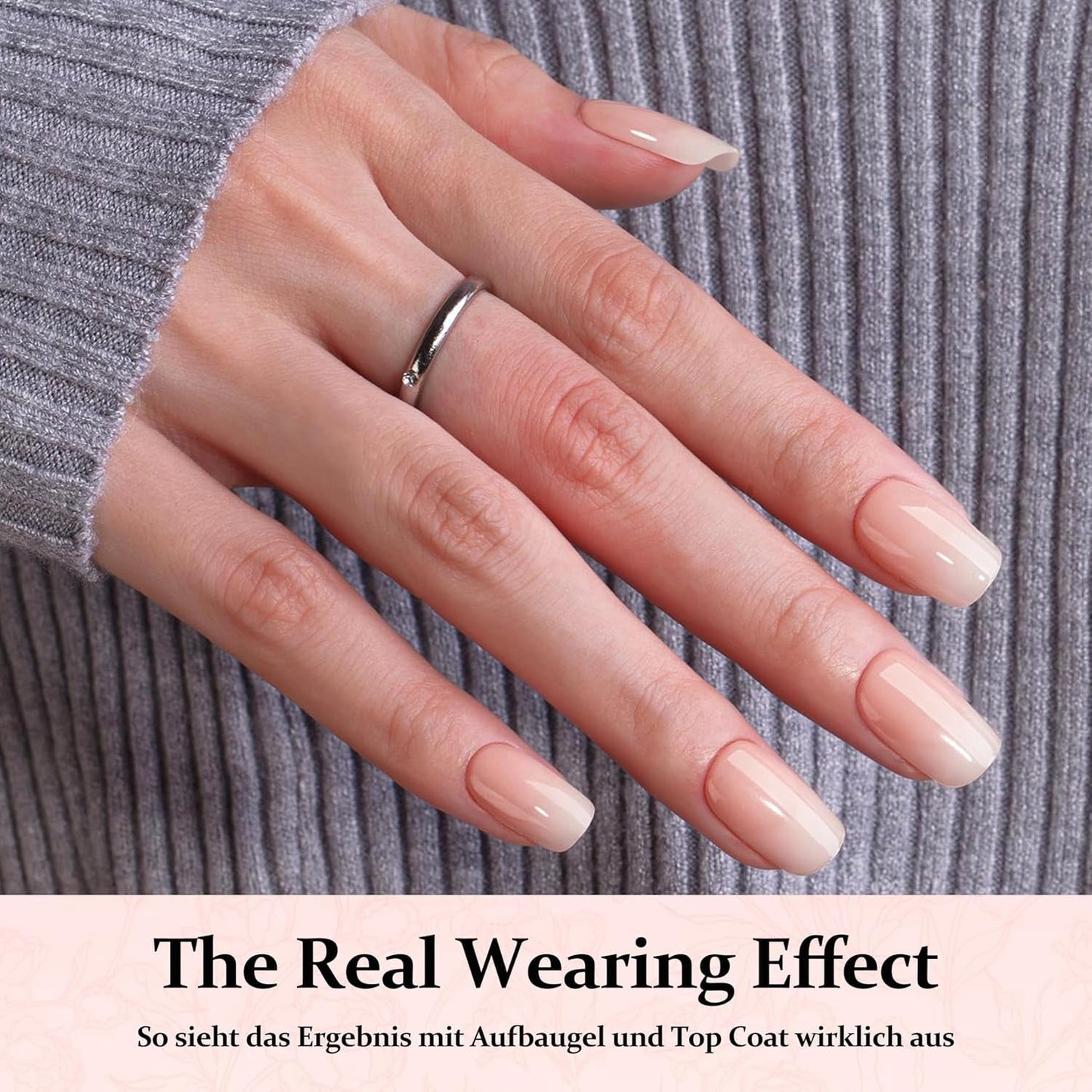 240 st Gradient Square Nails Set, Nude White Gradient Artificiella naglar för Oil Pen Lime, Medium Ombre Natural Fake Nails for Women DIY (Nude Square)