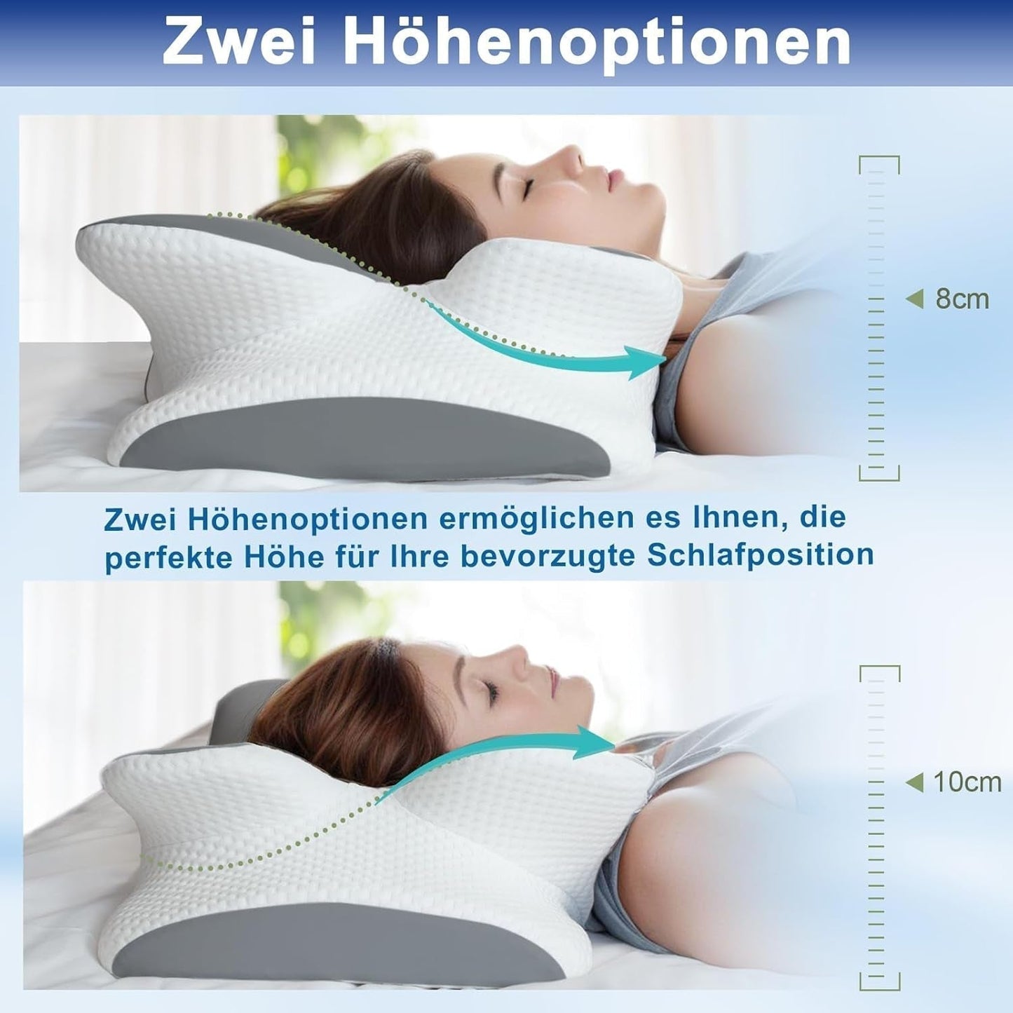 Memory Foam Kudde Nackkudde Ortopedisk kudde - Ergonomisk design Ihålig form för sido-, rygg- och magsyllar Grå cervikala ortopediska kuddar Naty Shop