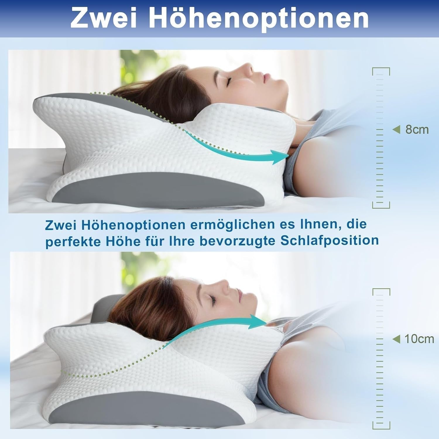 Memory Foam Kudde Nackkudde Ortopedisk kudde - Ergonomisk design Ihålig form för sido-, rygg- och magsyllar Grå cervikala ortopediska kuddar Naty Shop