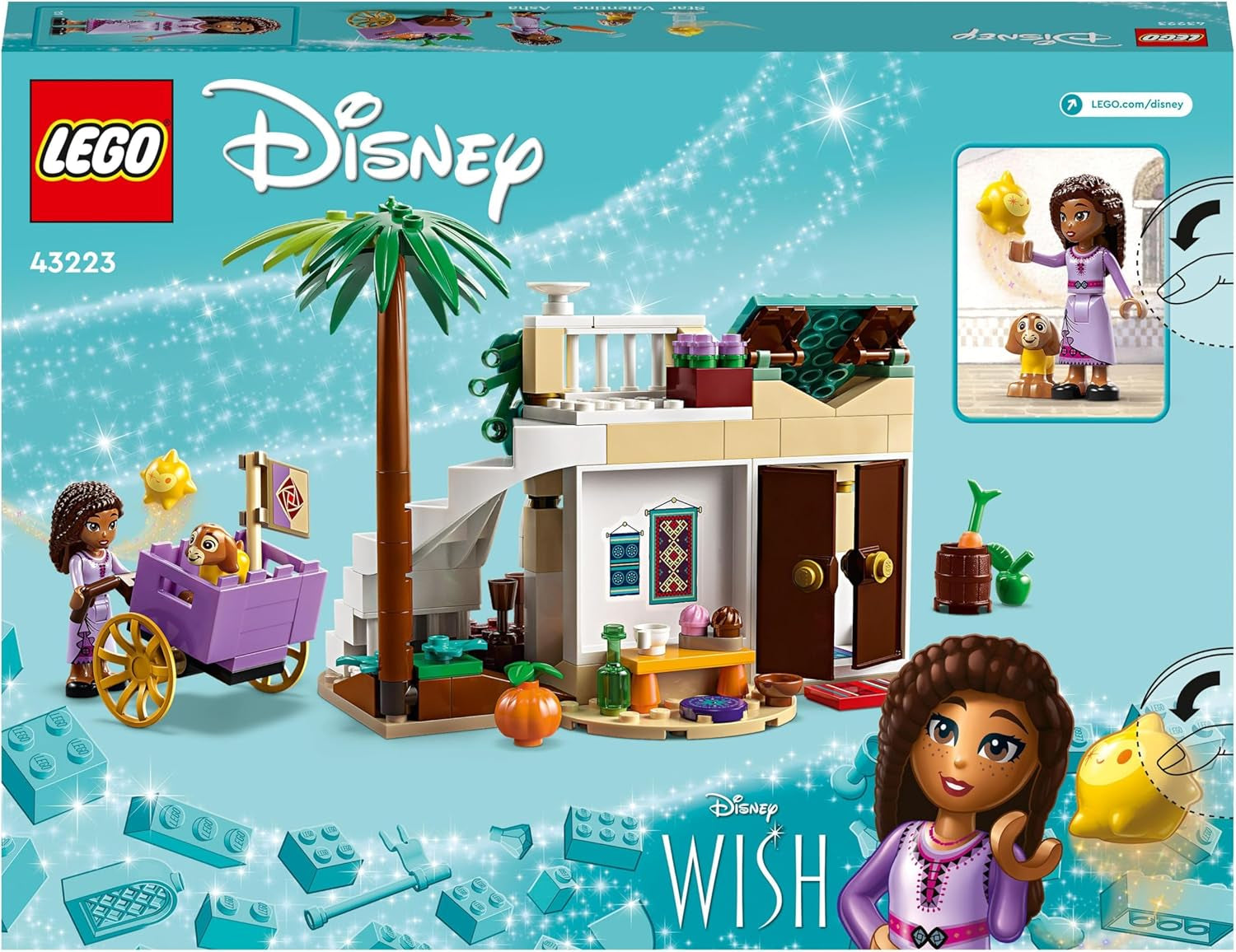 LEGO 43223 Disney Wish Asha i Rosas City, Önskefilmset med marknad, Asha Minidocka, Valentino som leksaksget och stjärnfigurer, Present till barn 6 år, Byggset för flickor och pojkar Besuche den LEGO-Store
