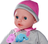 Simba 105140066 - Laura Interactive, mjuk kroppsdocka med sömniga ögon, babblar vid rörelse, dricker ur flaska och somnar, 40 cm, babydocka för barn från 2 år