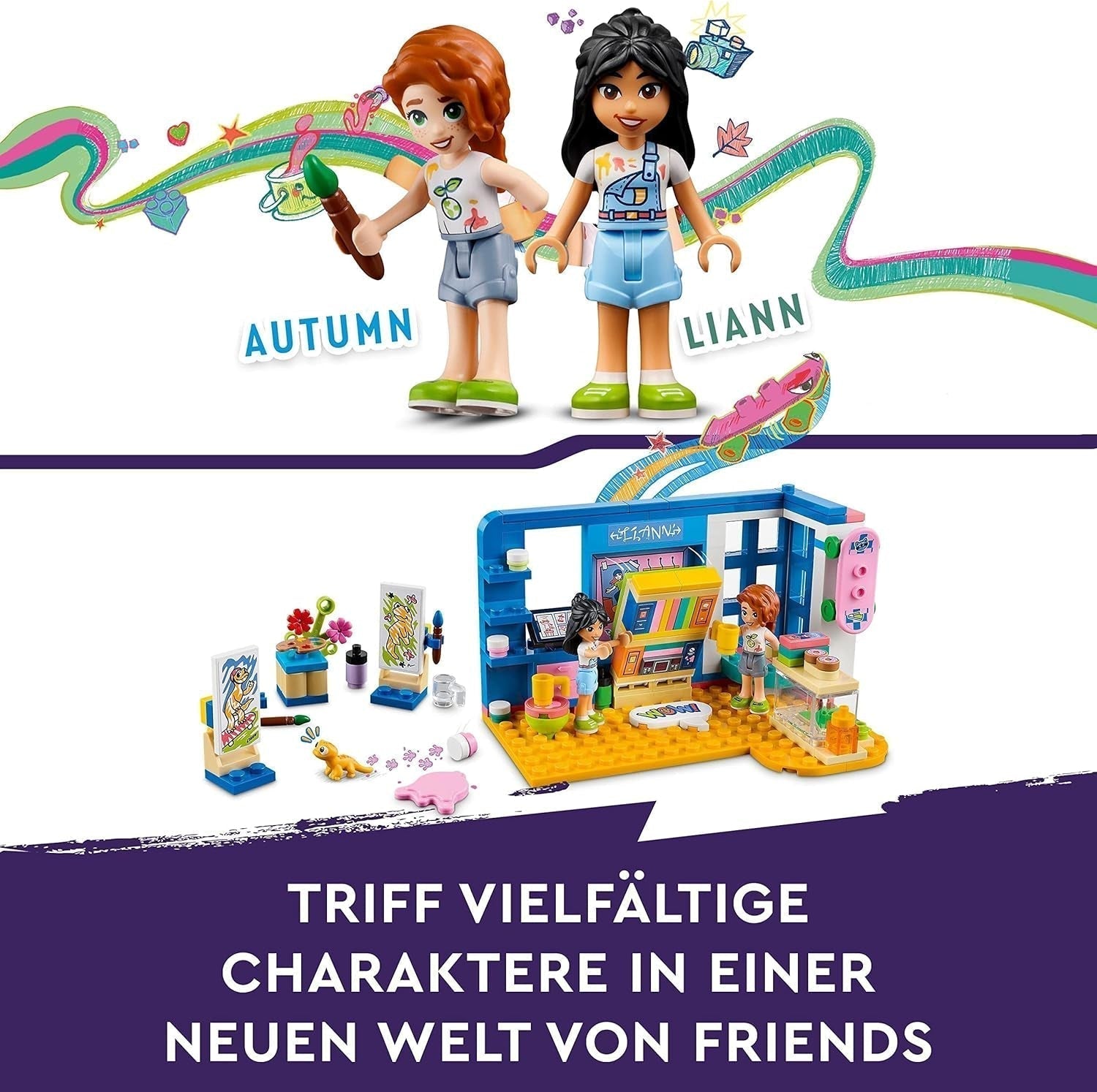 LEGO 41739 Friends Lianns rum, konsttema minileksak, liten samlingspresent med Liann, höst- och husdjursminidockor 2023-serien Byggset Besuche den LEGO-Store