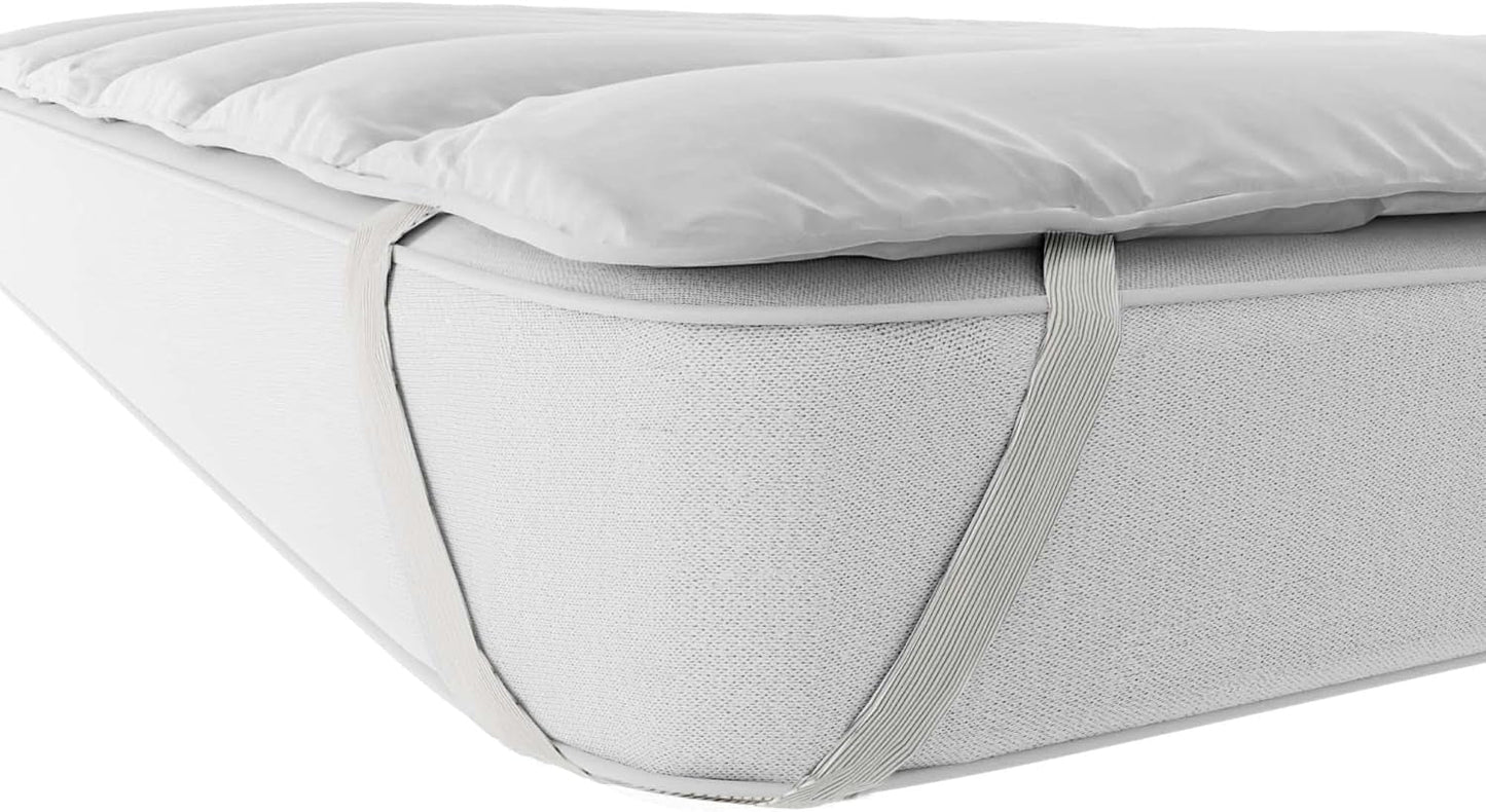 Italienska sängkläder Elegant quiltad Topper, vit, dubbla Täcken och täcken Naty Shop