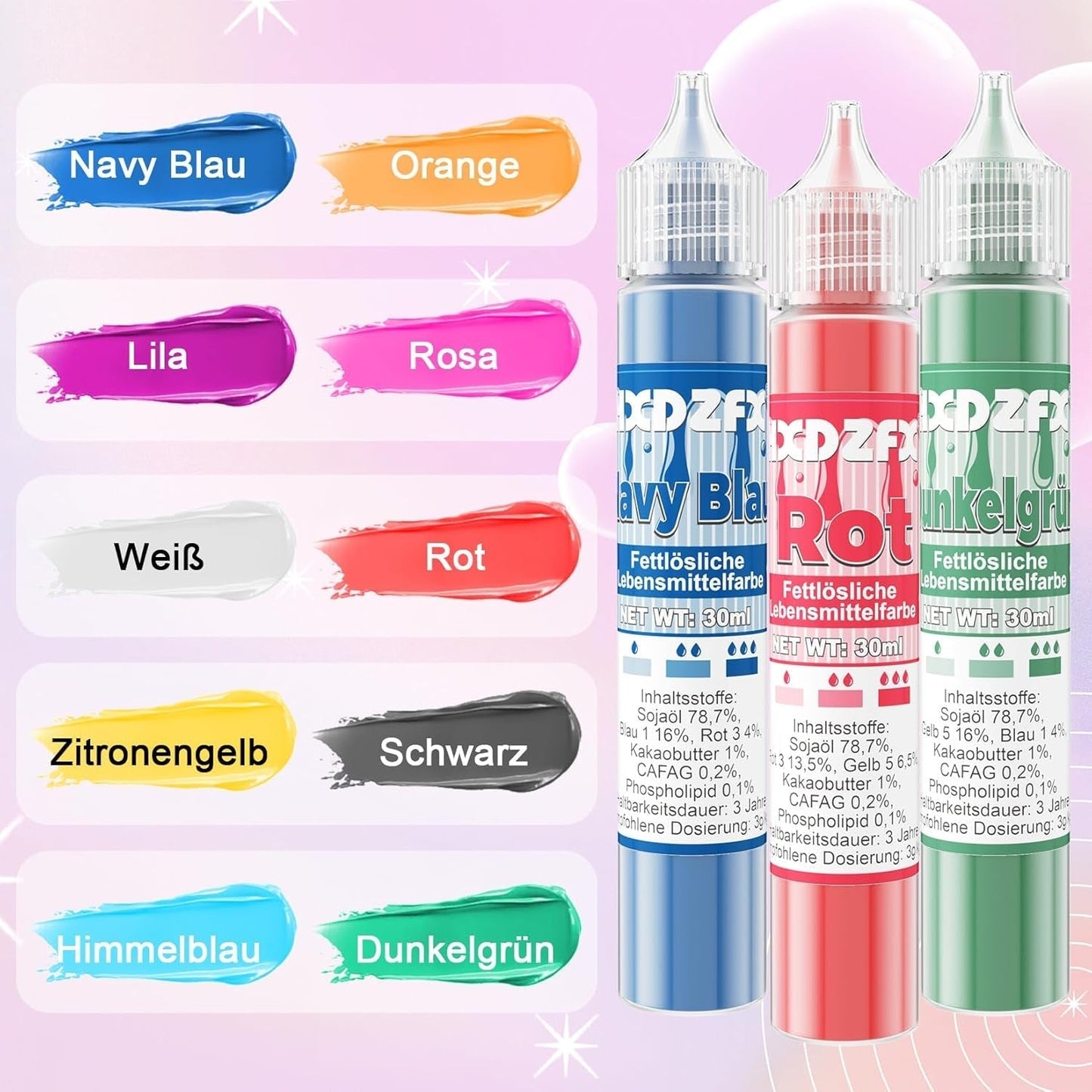Fettlöslig matfärgning - 30 ml koncentrerad oljebaserad matfärgning för choklad matfärgningsset för tårtdekorering, fondant, smörkräm, bakning, hantverk (marinblå)