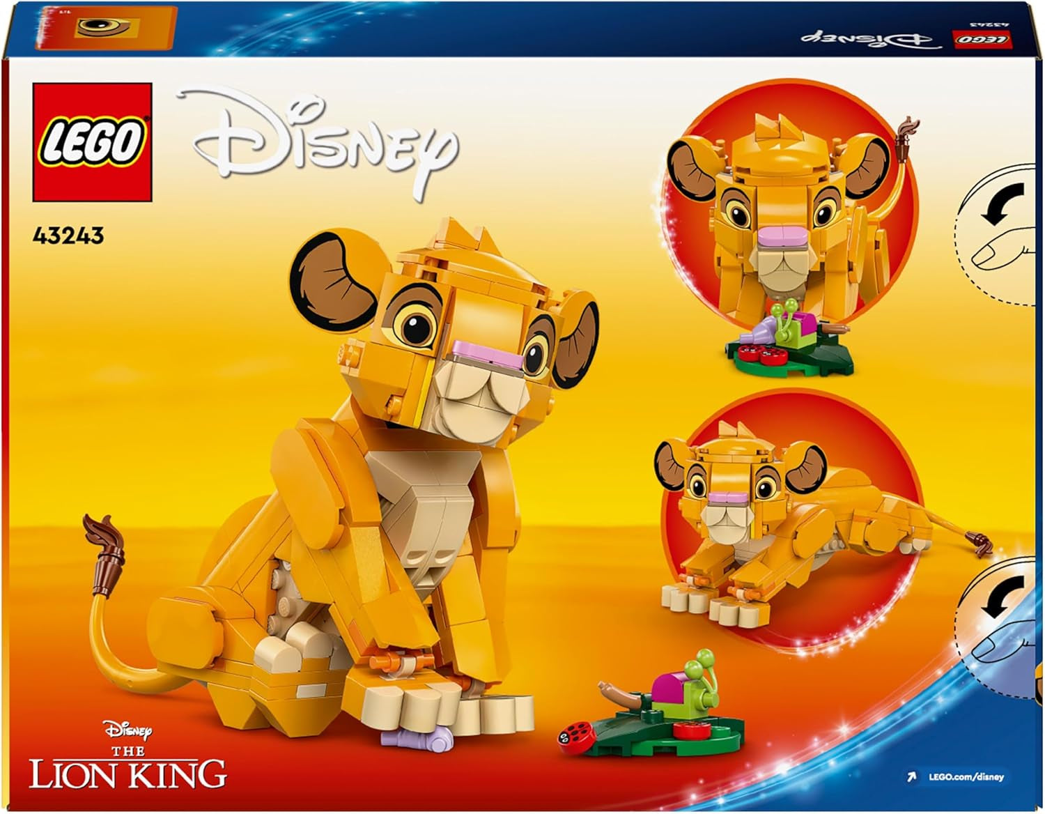 LEGO Ç€ Disney Simba, lejonkungens unge, byggleksak för barn, fantasilekset med lejonfiguren, cool presentidé för tjejer och pojkar från 6 år, barnleksak 43243 Byggset Beuche den LEGO-Store
