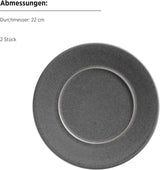MÄSER Unico-serien, servisset för 2, tidlös, elegant, 8-delad keramisk bordsservice, stengods, antracit