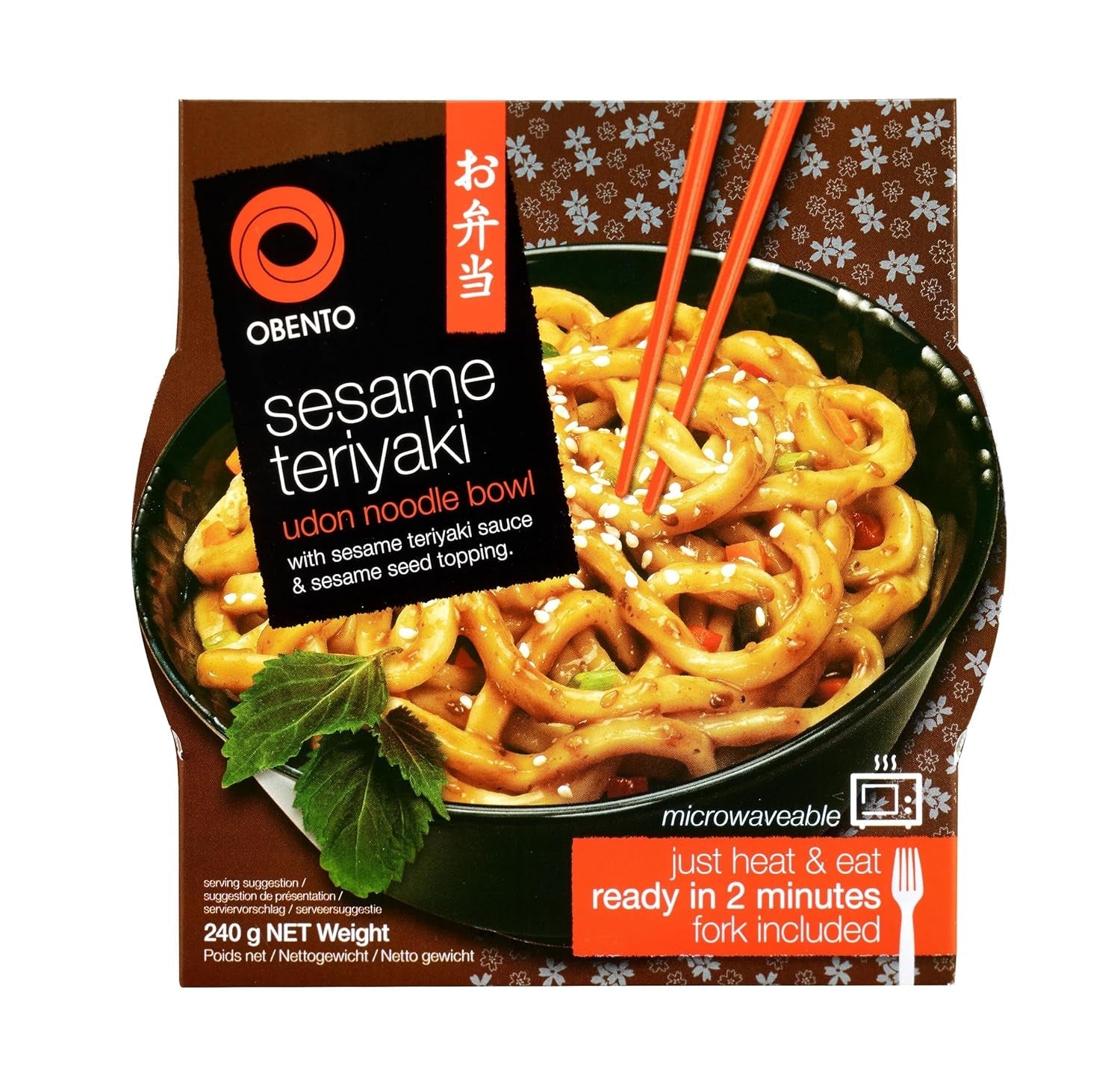 Sesam Teriyaki Udon skål, färdigrätt för mikrovågsugn, 240 g