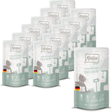 MjAMjAM - Premium våt kattmat - Klämbar påse - DUO med raffinerat kalvkött och sill, förpackning om 12 (12 x 125g), spannmålsfri