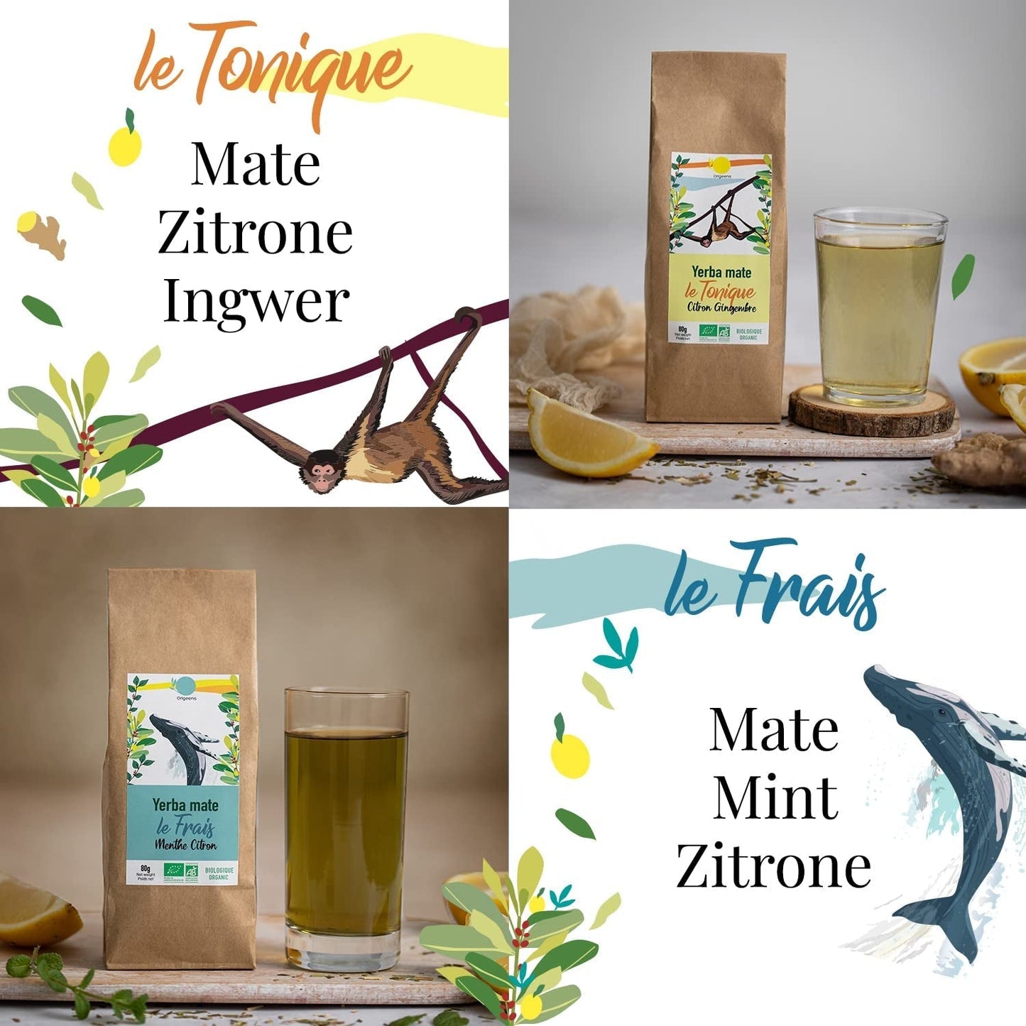 ORIGEENS BIO MATE TE-presentset X4 I Yerba Mate Bio 4X80G I Yerba Mate te-set, presentidé
