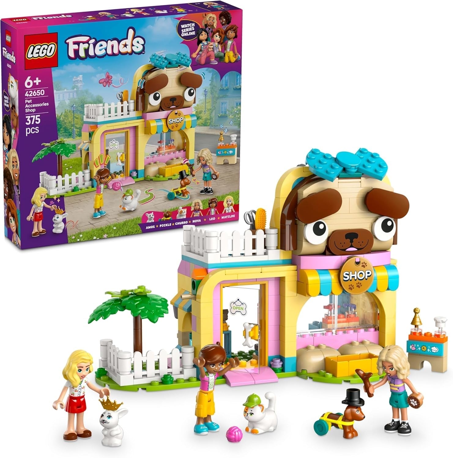 LEGO Friends Djurtillbehörsbutik Låtsaslekset Pedagogisk leksak för 6 år gamla flickor 3 minifigurer och 3 djurfigurer Katt Hund Kanin Presentidé för barn 42650 Byggset Besuche den LEGO-Store Standardtitel