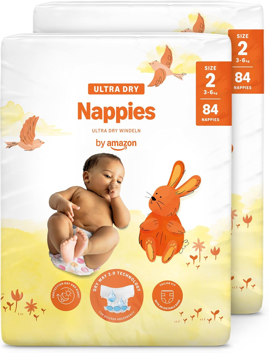 Amazon Ultra Dry blöjor, storlek 1 (2-5 kg) - månadslåda, vit, antal 96 (2 förpackningar om 48) (tidigare Mama Bear Brand, identisk produkt)