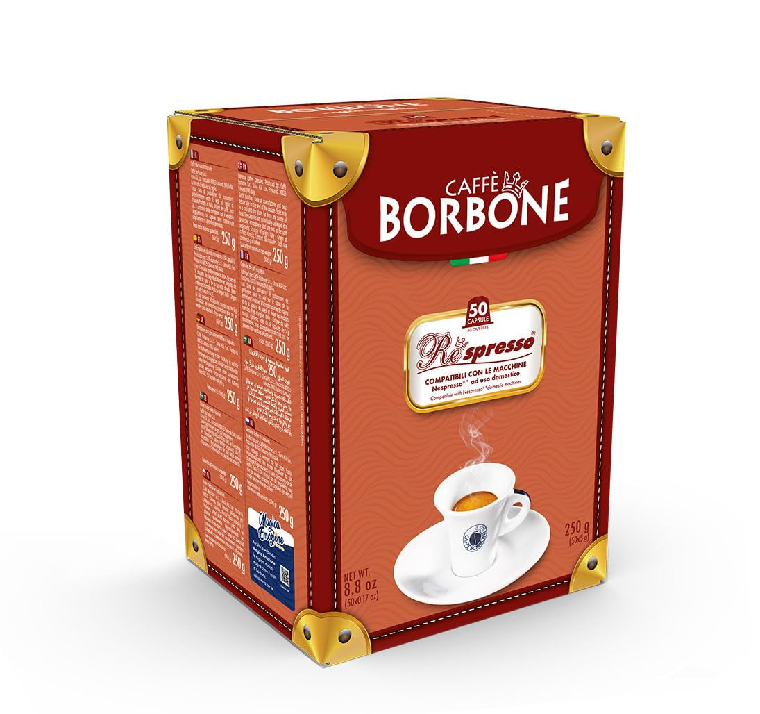 Caffè Borbone Respresso, Light Coffee Mixture, 50% Weniger Kaffein als die Blue Mischung - 50 Kapseln - Kompatibel med Nespresso®* Haushalts-Espressomaschinen