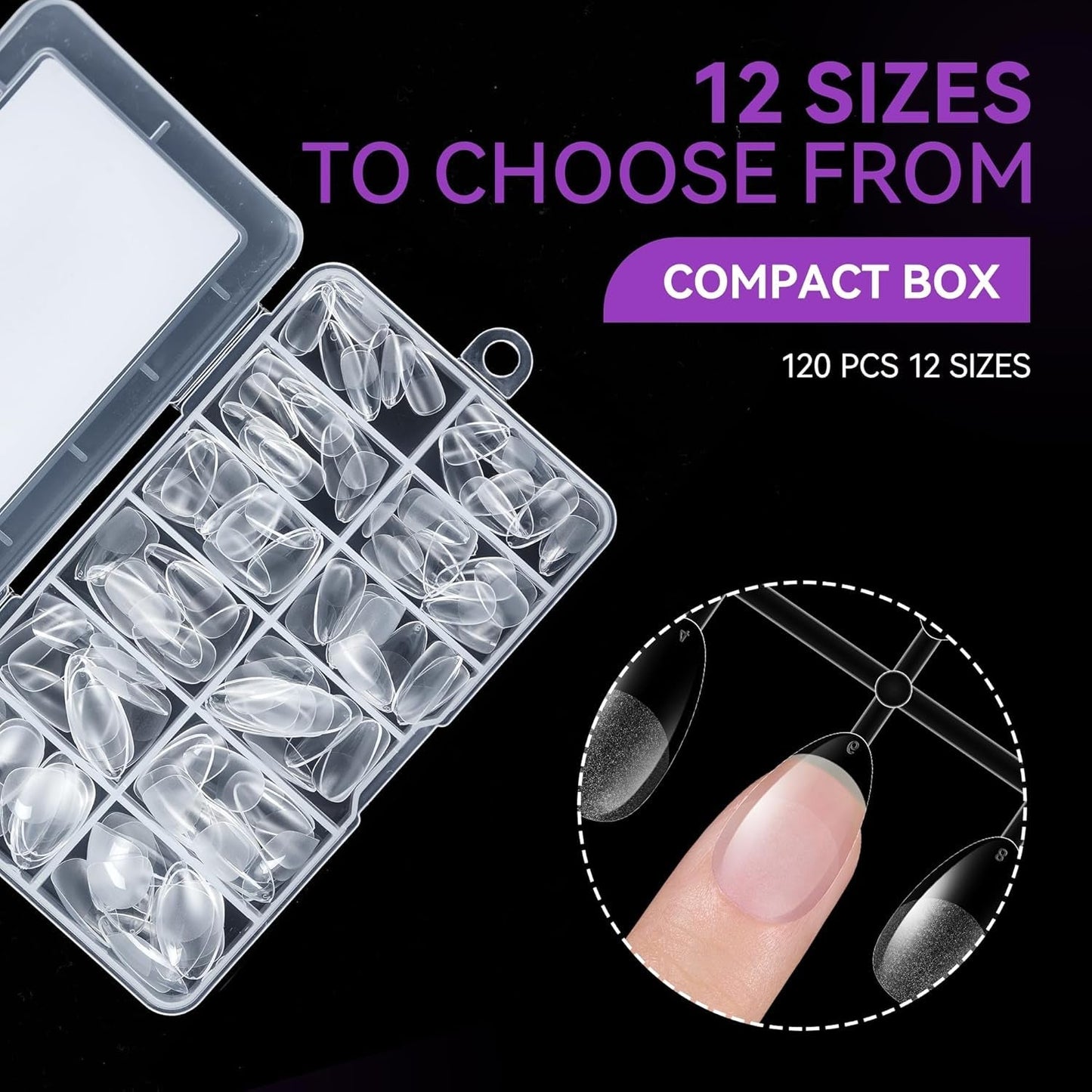 Gelike Ec Short Almond Nails - Heltäckande mjuka naglar, förpolerade konstgjorda naglar för nagelförlängning, Hemma Nagelstudio, Gör-det-själv-salong, 120 st, 12 storlekar