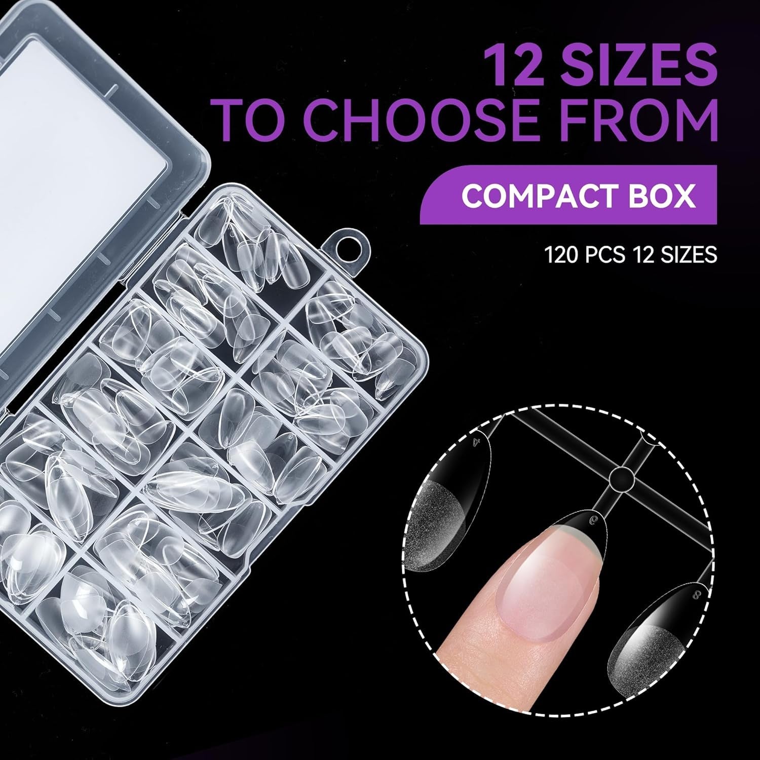 Gelike Ec Short Almond Nails - Heltäckande mjuka naglar, förpolerade konstgjorda naglar för nagelförlängning, Hemma Nagelstudio, Gör-det-själv-salong, 120 st, 12 storlekar