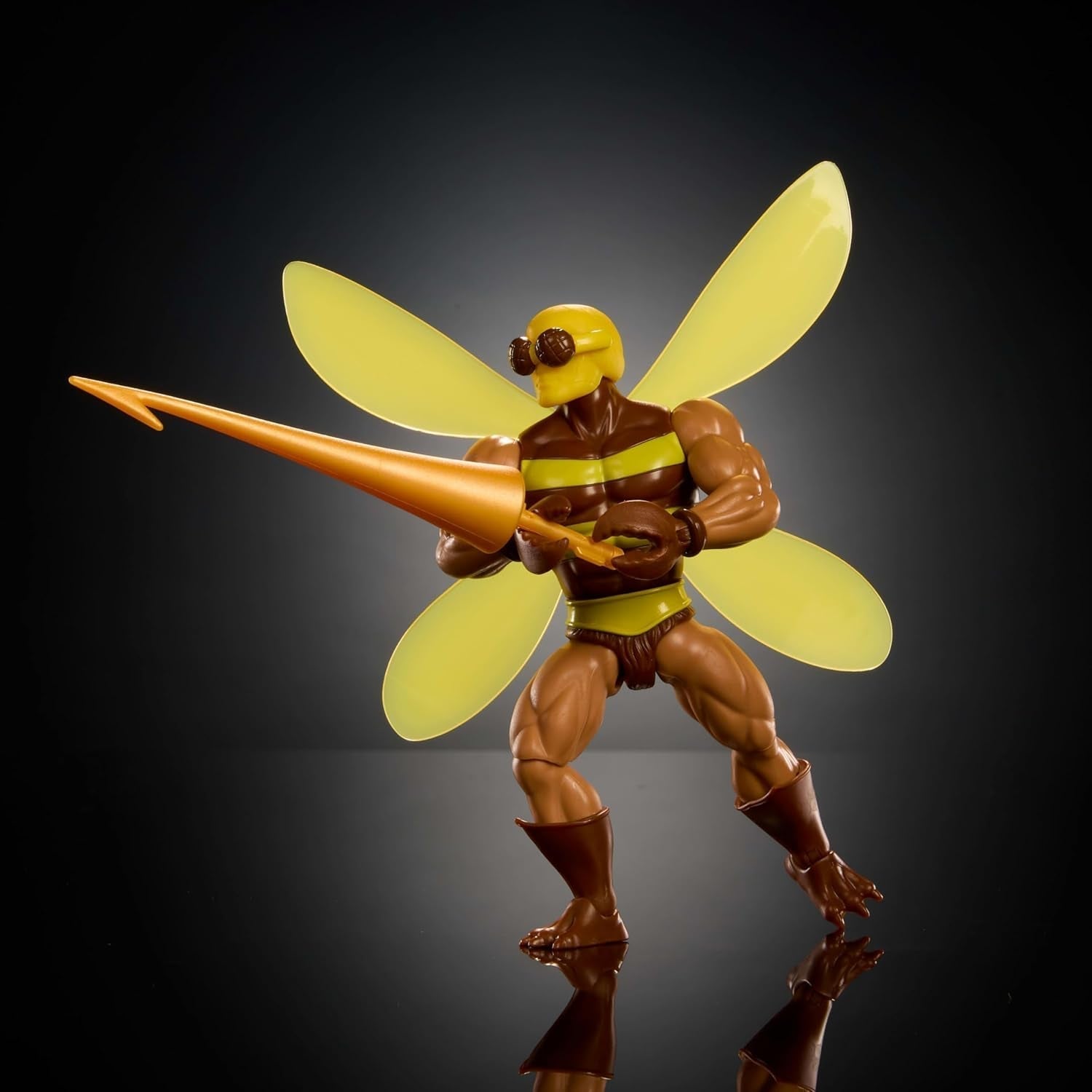 Masters of the Universe Origins Action Figur Buzz-Off från den tecknade samlingen, ca 14 cm lång, från 1980-talets TV, Bee Leader med vingar och glasögon med Spjut, JBM88 Actionfigurer Naty Shop