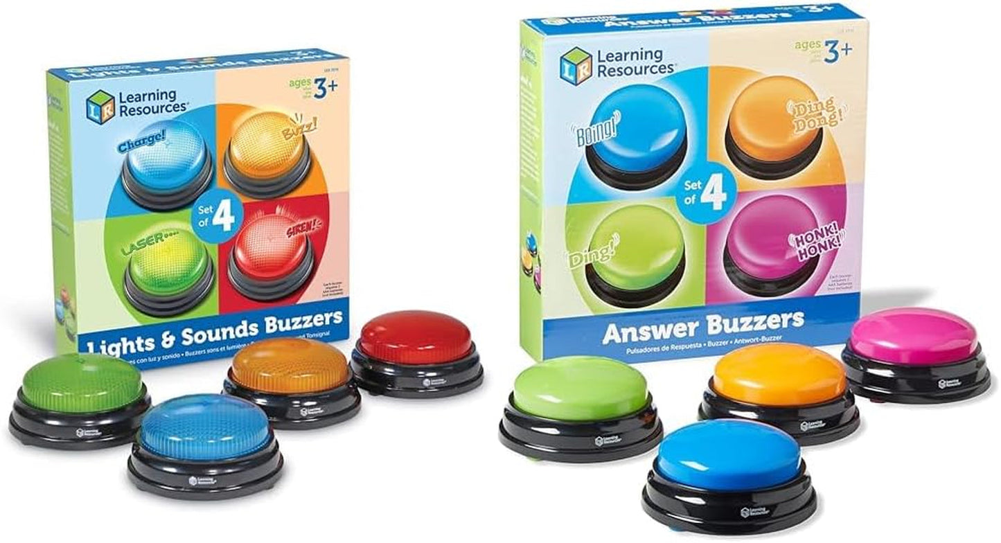 Inlärningsresurser Ljus & ljud Summer Pedagogiska spel för åldrarna 3 och uppåt Frågeleksak för barn med 4 olika ljud för spelkvällar och klassrum Leksaker Bebe Naty Shop Svarssignalspaket Set med 4