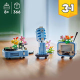 LEGO Creator 3In1 skivspelare med blommor - konverterbar leksak till radio eller mikrofon - musikleksaker för barn - kreativ presentidé för flickor och pojkar från 8 år 31172 Byggset Besuche den LEGO-Store