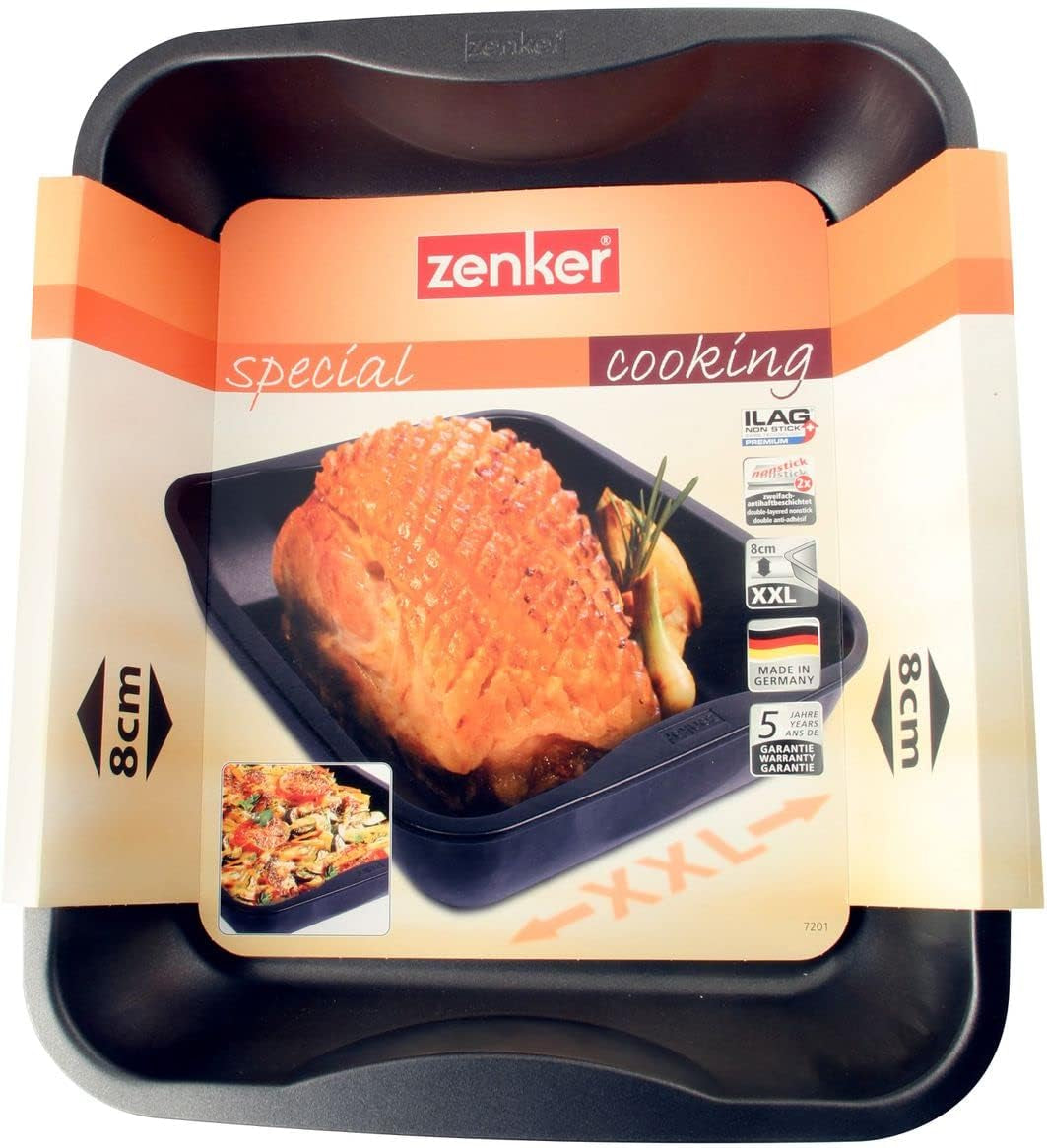 Zenker Xxl-Brat- Und Auslaufform (40 X 8 X 34 Cm) SPECIALMATlagning, Rechteckige Ofenform Mit Antihaftbeschichtung, Backblech Für Krosse Braten & Saftige Aufläufe (Farbe: Schwarz), Menge: 1 Stück Formar och plåtar för bakning Naty Shop
