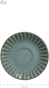 MÄSER 931966 Confino Series servisset för 4, modern vintagelook, keramiskt frukostset, 12-delat, bensinfärg med svarta accenter, stengods