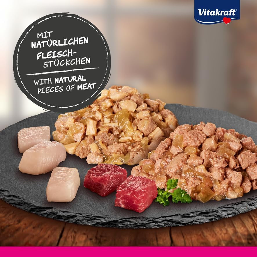 Vitakraft Poésie Délice, Country Selection, Nassfutter Katze, Katzennassfutter Gelee, med kyckling, med nötkött (1 paket med 6x 85g)