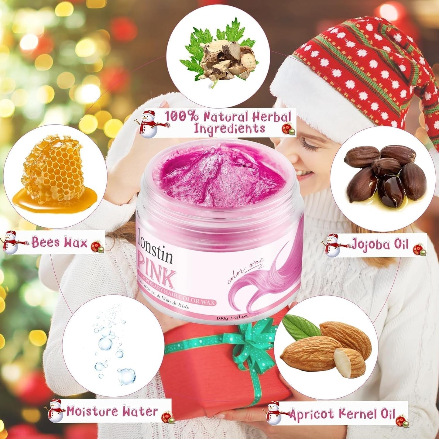 Tvättbar Rosa Tillfällig Hårfärgning Tillfällig Hårvaxfärg Naturlig frisyr Pomade Tvättbar Hårfärgning För män Kvinnor Fest Cosplay Halloween Jul Hårfärgning Naty Shop