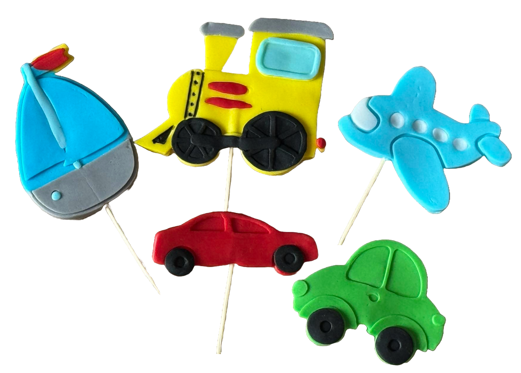 Set med 5 ätliga sockerdekorationer, Cars Sugar Paste Decorations Nati Shop