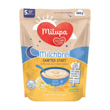 Mjölkgröt Milupa Gentle Start - Spannmål för bebisar utan gluten, utan palmolja - Utan konserveringsmedel och färgämnen - Från 5 månader - 4 x 400 g