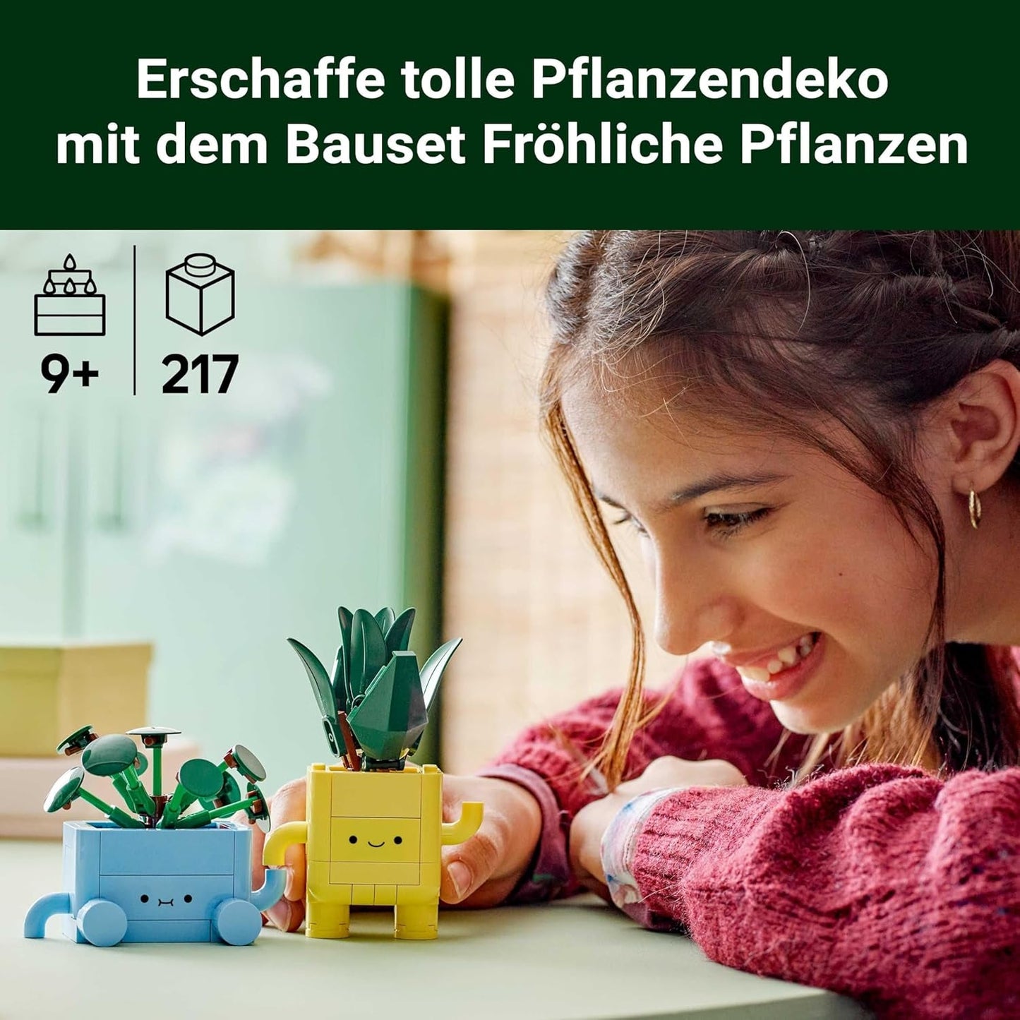 LEGO Botanicals Happy Plants - DIY-set för barn med 2 konstgjorda blommor och 2 färgglada blomkrukor med tecknade ansikten - Presentidé för tjejer från 9 år - 10349 Besuche byggset den LEGO-Store