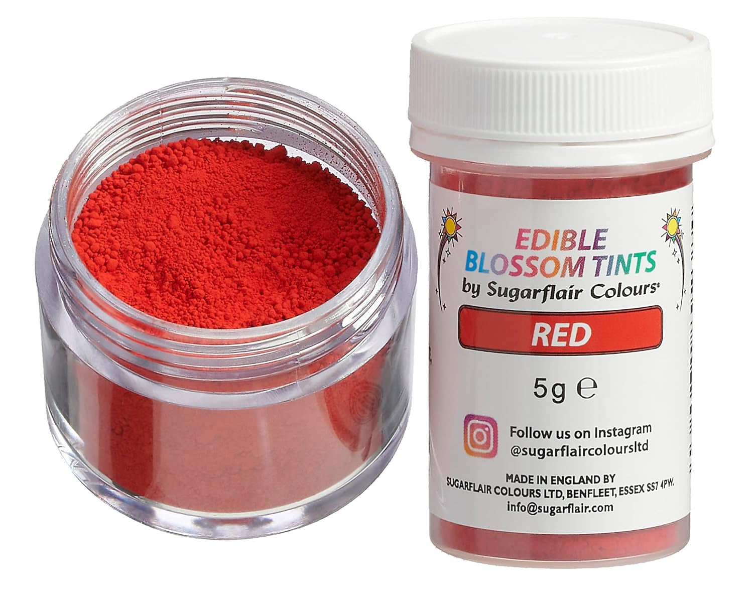 Sugarflair Blossom Tint Dust Red - Färgpulver för tårtdekorationer, fondant, glasyr, choklad, smörkräm, macarons och mer - 5G