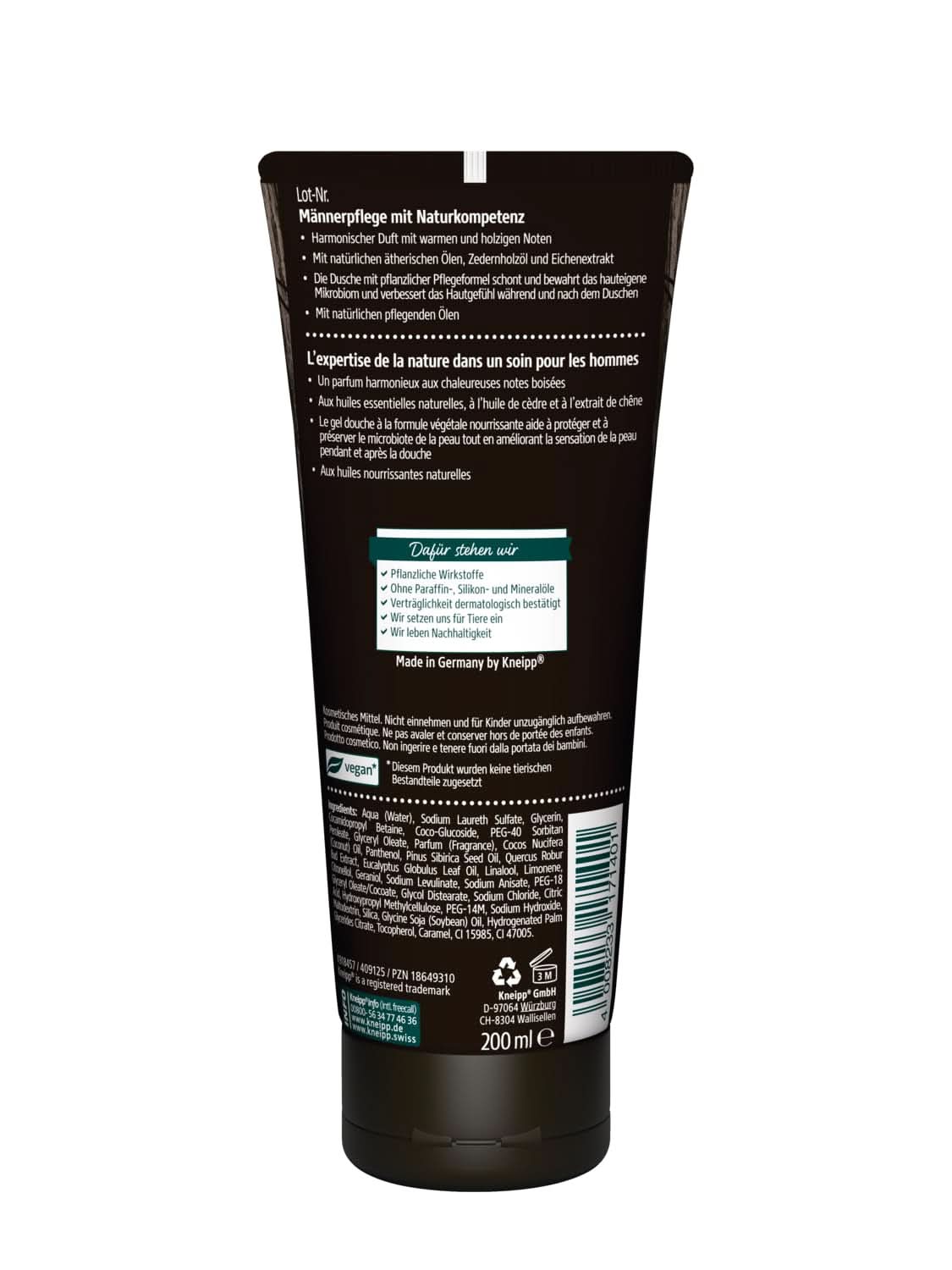 Kneipp MEN 2 i 1 dusch Kraftfull, Duschgel och schampo, 200 ml Dusch och bad Naty Shop