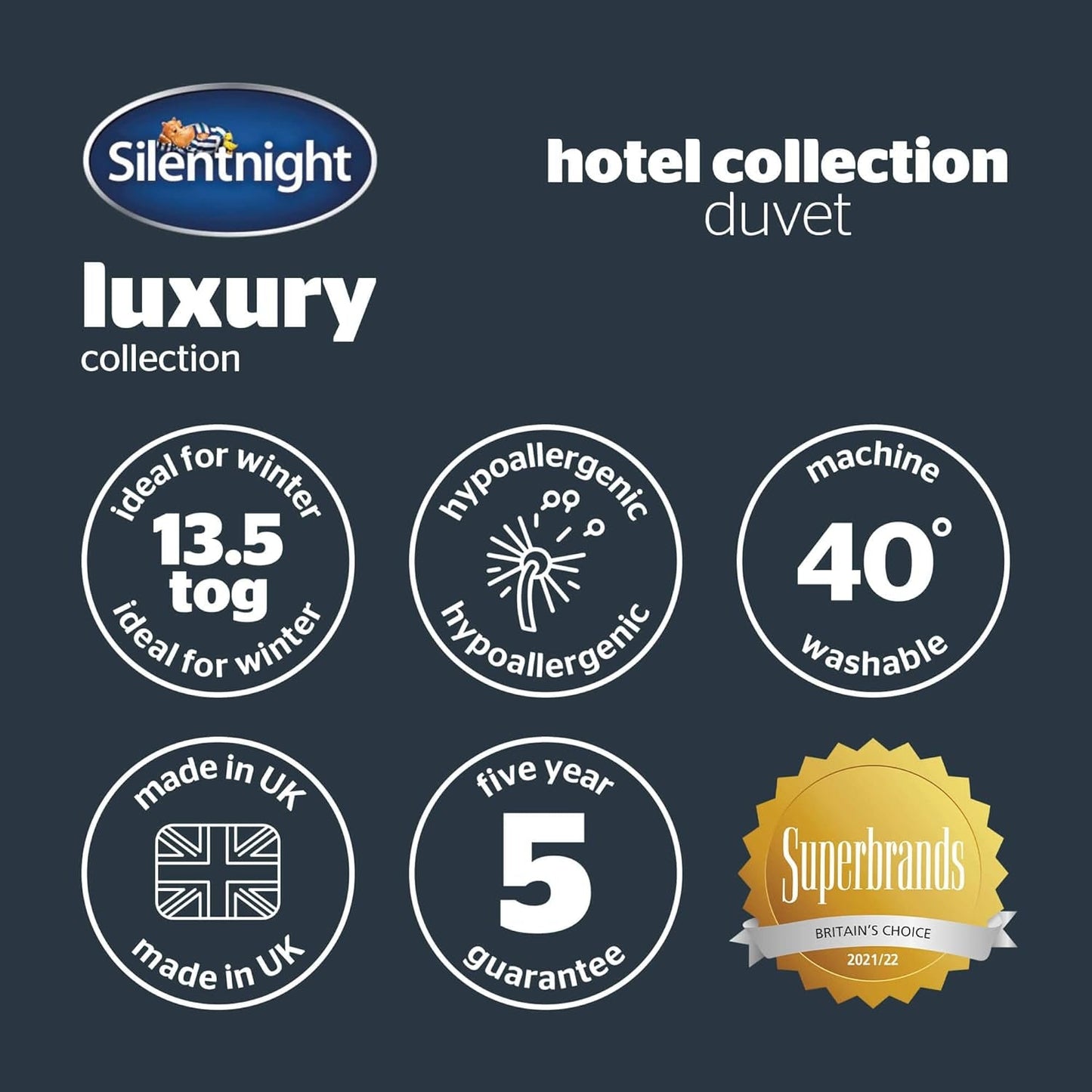 Silentnight Duvet Hotel Collection, 13,5 tog, polyester, vit, Super King Täcken och täcken Naty Shop