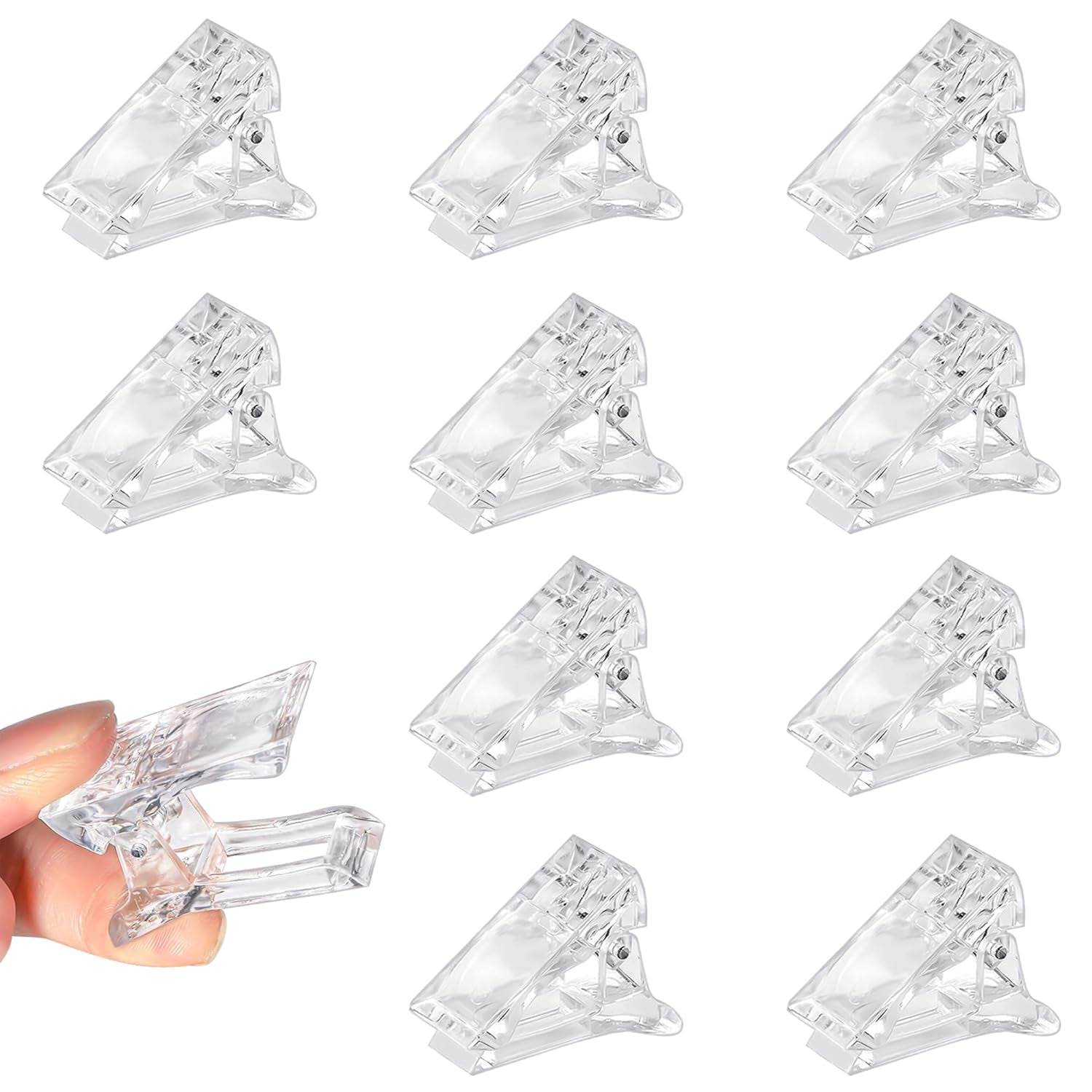 Nagelklämmor, manikyrklämmor, klara nagelklämmor, klara polygelklämmor, snabbbyggda nagelförlängningar, gelassistent, 10 st