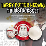 Harry Potter 3-delat servisset, rött, frukostset i porslin med tallrik Ø 19 cm, mugg 220 ml och skål 330 ml, servisset