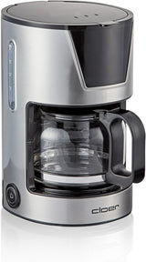 Cloer 6-kopps filter espressomaskin, skonsam varmhållningsfunktion, glaskaraff, mätsked, vattennivåindikator, antidroppsystem, automatisk avstängning, filterstorlek 1x2, 550W, rostfritt stål