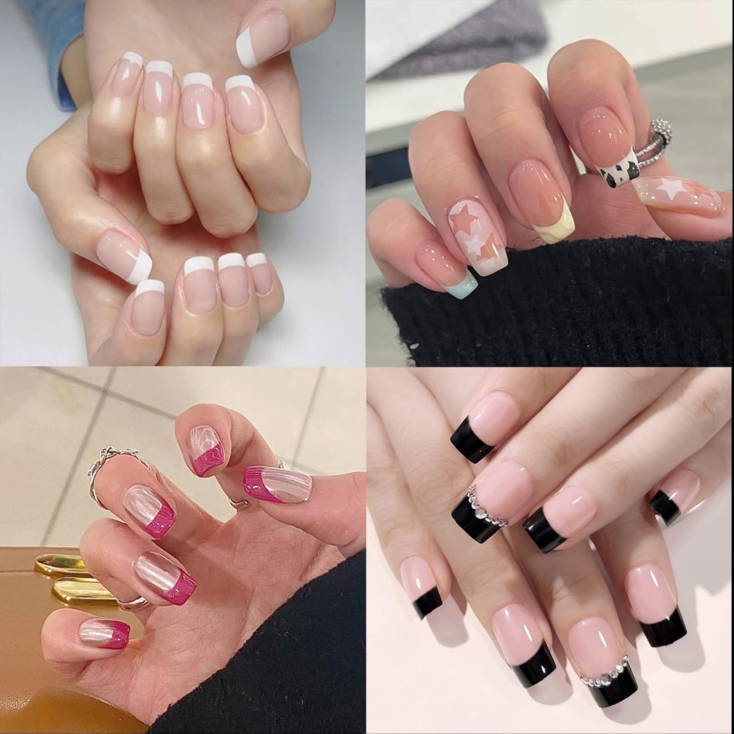 600st Ovala False Nail Tips 12 Storlekar Korta Nageltips Franska Halvtäckande False Nail Tips för Gör-det-själv Nagelsalong Transparent