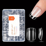 Modelones Nail Tips 216 bitar - Heltäckande Nail Tips Set, Soft Gel Tips Set, Pre-Polishing PMMA Resin Nail Tips, DIY Lime On Nail Art konstgjorda naglar, korta mandlar XS