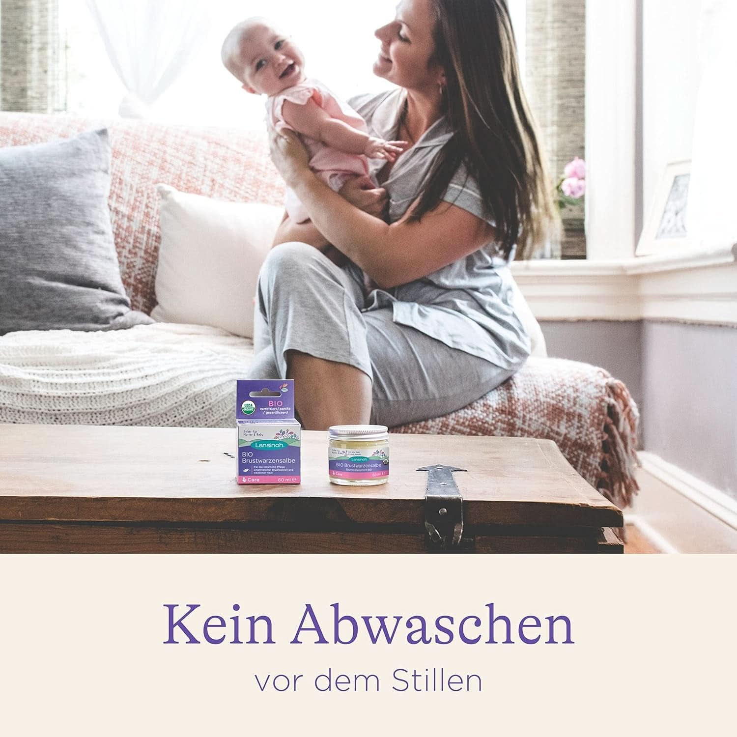 Lansinoh BIO Brustwarzensalbe, 60 Ml - Natürliche Pflege Empfindlicher Brustwarzen Und Trockener Haut - Klimaneutral Tillbehör Mat och amning Baby Naty Shop