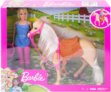 Barbiedocka och hästleksak, ridtillbehör, innehåller 1 docka och 1 häst, lämplig som present till barn från 3 år och uppåt, FXH13