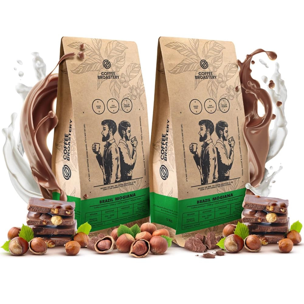 Set med kaffebönor 2x1kg 2000g | Brasilien Mogiana | Brasilianskt kaffe | Specialkaffe | Nystekt | Hantverks kafferosteri
