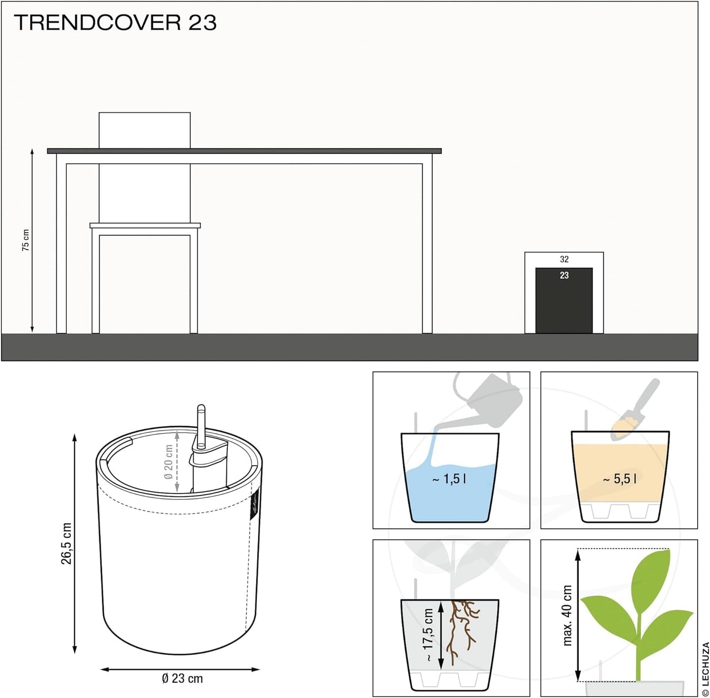 LECHUZA TRENDCOVER 23 Naturlig mörk kork 14181