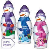Milka Snowman Alpine Milk - Stort paket med chokladsnögubbsfigurer i 3 modeller - 24 x 50g