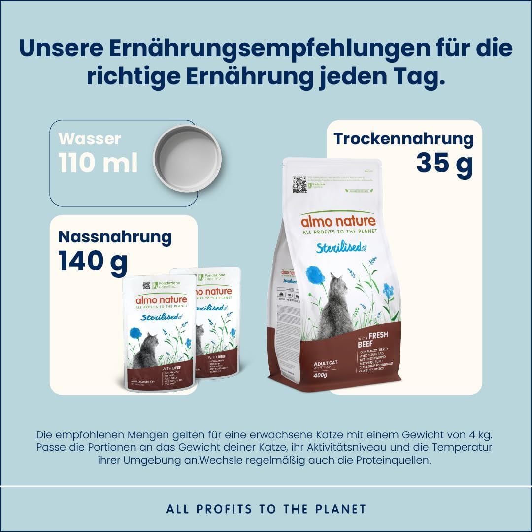 Almo Nature Functional - Steriliserad - Våtfoder för vuxna och mogna katter, steriliserad eller mindre aktiv - med nötkött - låg fetthalt, fuktgivande - 70 g (förpackning med 30)