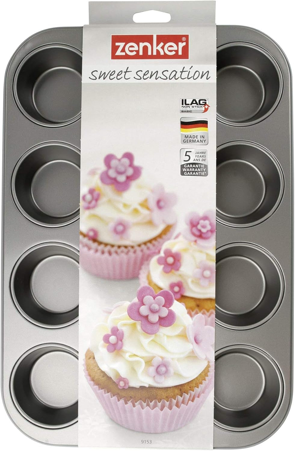 Muffinsform Zenker med 12 bakformar (Ø 7 cm), för muffins och cupcakes, mått: 38,5 x 26,5 x 3 cm Bakformar och plåtar Naty Shop
