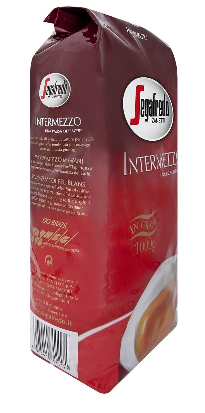 Segafredo Zanetti Intermezzo - Hela bönor (1 kg förpackning) - Geeignet für alle italienschen Kaffespezialitäten - Kaffeebohnen mit mitteller Röstung, stark und vollmundig im Gesmack