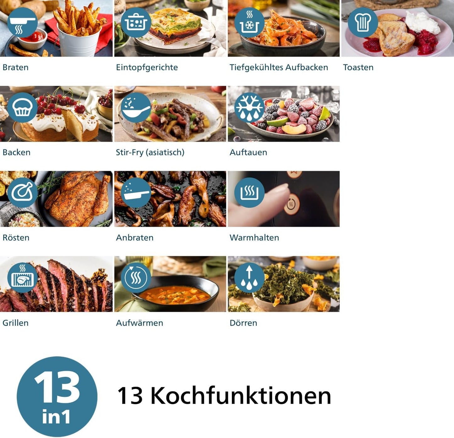 Philips Airfryer 2000 series 4,2L - Digital pekskärm, 13 matlagningsalternativ, 9 förinställda funktioner, Upp till 90 % mindre fett med Rapidair-teknik, effekt 1500W Vitvaror Naty Shop
