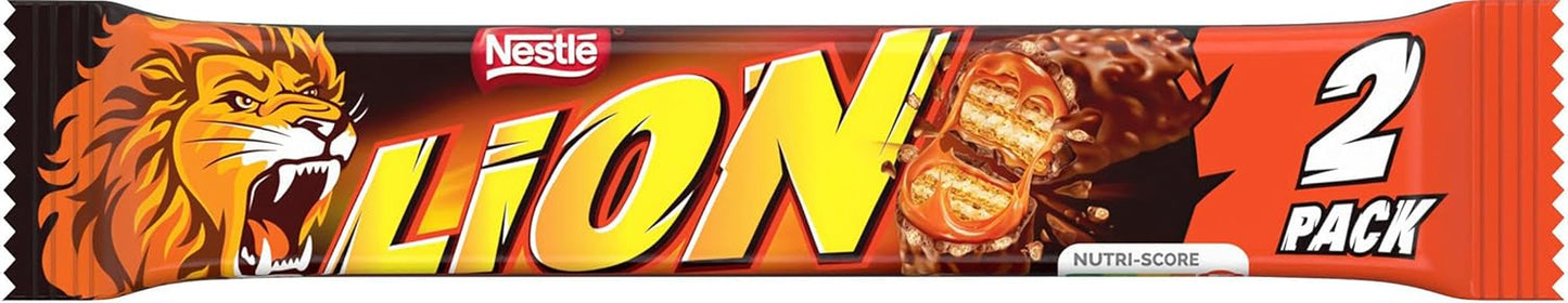 Nestlé LION Chokladkaka med kola, knaprigt mellanmål, knaprig choklad och knapriga chips, kolafyllning, en speciell matupplevelse, multipack, 28-pack (2 x 30 g vardera)
